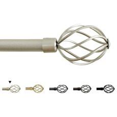 H.VERSAILTEX Window Curtain Rods for Windows 28 to 48 Inches Adjustable Decorative 3/4 Inch Diameter Single Window Curtain Rod Set with Twisted Cage Finials, Nickel