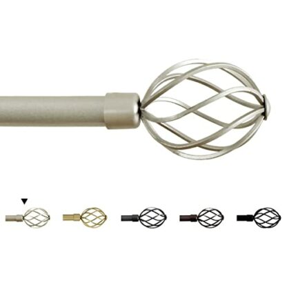 H.VERSAILTEX Window Curtain Rods for Windows 28 to 48 Inches Adjustable Decorative 3/4 Inch Diameter Single Window Curtain Rod Set with Twisted Cage Finials, Nickel 2 H.VERSAILTEX Window Curtain Rods for Windows 28 to 48 Inches Adjustable Decorative 3/4 Inch Diameter Single Window Curtain Rod Set with Twisted Cage Finials, Nickel - Image 2