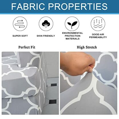 Wing Chair Slipcovers 2 Pieces Stretch Spandex Wingback Chair Covers Sofa Slipcover Printing Wingback Armchair Slipcovers Furniture Protector Couch Soft with Elastic Bottom for Wingback Chairs,03 - Image 3