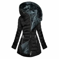 Winter Jacket for Women UK Ladies Fleece Lined Jacket Thick Warm Sherpa Lined Parkas Jackets Fall Winter Plus Size Wool Coats Padded Quilted Full Zip Overcoat with Fuffly Hood Coats S-5XL Clearance