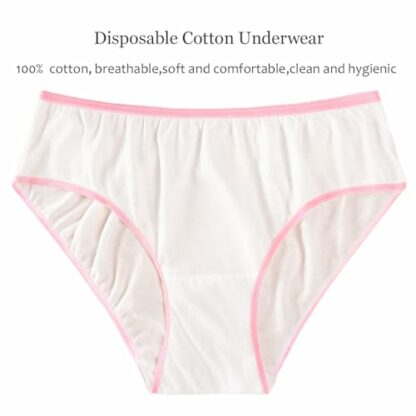 Women’s Disposable Underwear for Travel-Hospital Stays- 100% Cotton Panties White(10pk) 4 Women’s Disposable Underwear for Travel-Hospital Stays- 100% Cotton Panties White(10pk) - Image 4