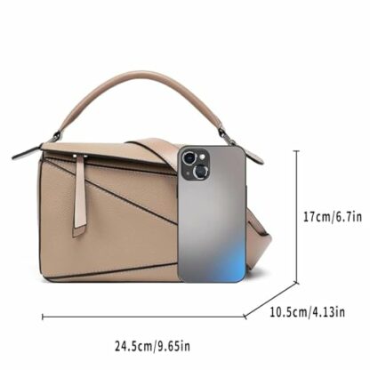 Womens Geometric Design Handbags, 9.6x4.1x6.7in Grain Crossbody Bag Mini Top Handle Bag for Mother's Day Gift 4 Womens Geometric Design Handbags, 9.6x4.1x6.7in Grain Crossbody Bag Mini Top Handle Bag for Mother's Day Gift - Image 4