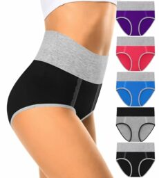 Womens High Waisted Cotton Soft Stretch Underwear Postpartum Panties For Ladies Multipack (Regular & Plus Size)