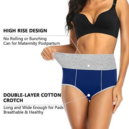 Women's High Waisted Cotton Underwear Soft Breathable Ladies Panties Stretch Full Briefs Multipack - - XXL - Image 3
