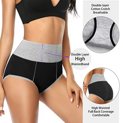 Women's High Waisted Cotton Underwear Soft Breathable Ladies Panties Stretch Full Briefs Multipack - - XXL - Image 4