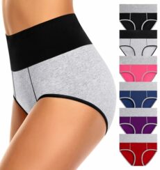 Women's High Waisted Cotton Underwear Soft Breathable Ladies Panties Stretch Full Briefs Multipack - - XXL