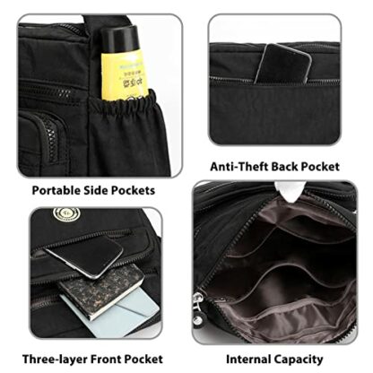 Womens Multi-Pocket Casual Crossbody Handbags Waterproof Shoulder Bags Satchel Girls Ladies Crossbody Side - Image 4