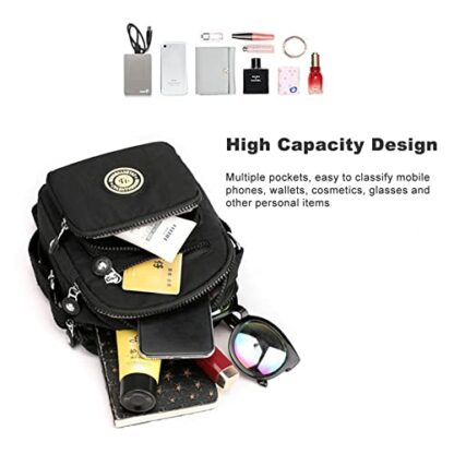 Womens Multi Pocket Casual Nylon Cross Body Bag Messenger Handbag for Ladies Girls Shopping Hiking Daily Use - Image 4