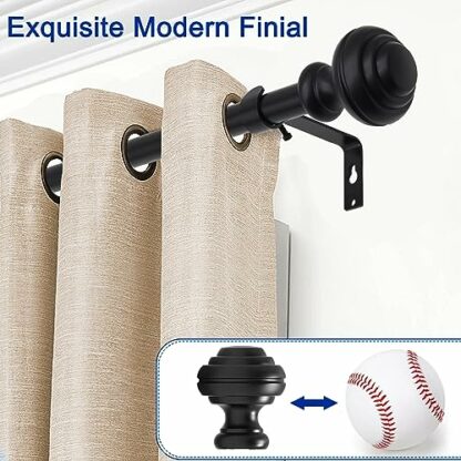 Wood Curtain Rods for Windows: 1 Inch Diameter Adjustable Drapery Rods - Image 3
