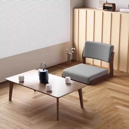 Wooden Floor Chair for Sitting On The Floor, Unique Janpanese Meditation Chair Seat with Cushion for Living Room Balcony Legless Chair Accent Furniture - Image 3