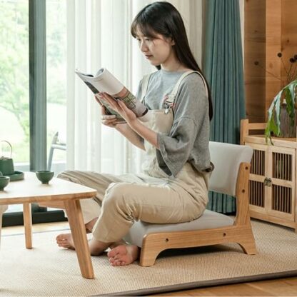 Wooden Tatami Chair, Upholstered Japanese Style Floor Chair, Lazy Sofa Accent Meditation Floor Seat for Bay Window, Living Room, Bedroom 4 Wooden Tatami Chair, Upholstered Japanese Style Floor Chair, Lazy Sofa Accent Meditation Floor Seat for Bay Window, Living Room, Bedroom - Image 4