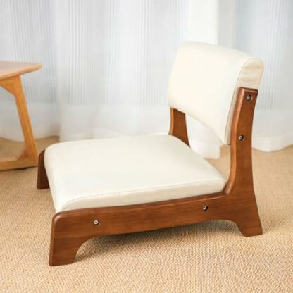 Wooden Tatami Chair, Upholstered Japanese Style Floor Chair, Lazy Sofa Accent Meditation Floor Seat for Bay Window, Living Room, Bedroom 2 Wooden Tatami Chair, Upholstered Japanese Style Floor Chair, Lazy Sofa Accent Meditation Floor Seat for Bay Window, Living Room, Bedroom - Image 2