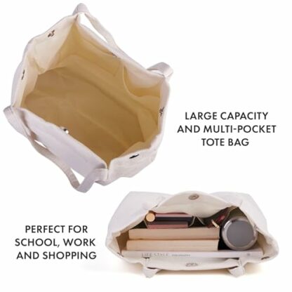 Woodland Corduroy Shoulder And Tote Bags For Women, Handbags For Women Girls Large Capacity Bag With Inner Pocket, Lightweight, Foldable Bag Perfect as Schoolbag, Shopping, Travel - Image 4