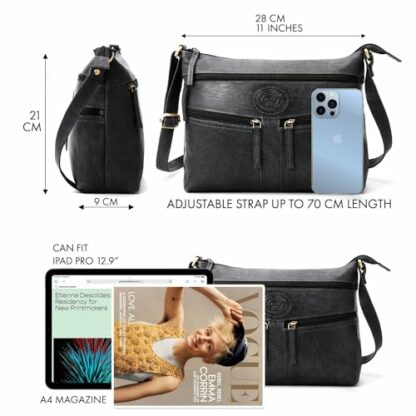 Woodland Leathers 100% Genuine Leather Women's Hobos & Shoulder Bags Designer Retro Vintage Style Slouch Bag And Multi Pocket Handbags For Women Cross-body Bags - Image 4