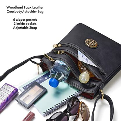 Woodland Leathers Crossbody Bags For Women, Multi Zipper Spacious Cross Body Bag Women With Adjustable Crossbody Strap, Golden decorated Women's Hobos & Shoulder Bags - Image 4