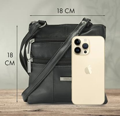Woodland Leathers Lorenz Ladies Small Genuine Soft Leather Cross Body Shoulder Bag for Women - Image 3