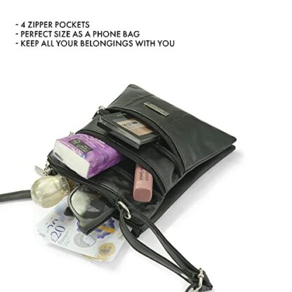 Woodland Leathers Lorenz Ladies Small Genuine Soft Leather Cross Body Shoulder Bag for Women - Image 4