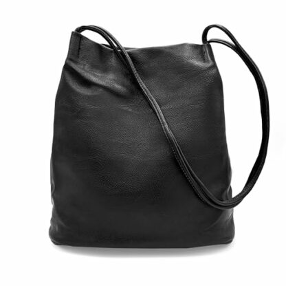 Woodland Leathers Women's Medium Size Vegan Leather Hobo Bucket Tote Handbags For Women - Elegant Black Handbag With Long Straps, Stylishly Spacious Designer Elegance bags for women - Image 2