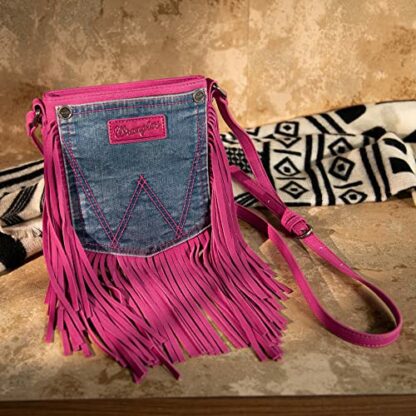 Wrangler Fringe Purse for Women Denim Western Crossbody Bag - Image 3