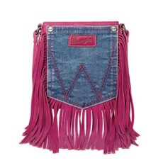 Wrangler Fringe Purse for Women Denim Western Crossbody Bag