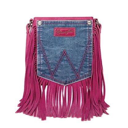 Wrangler Fringe Purse for Women Denim Western Crossbody Bag - Image 2