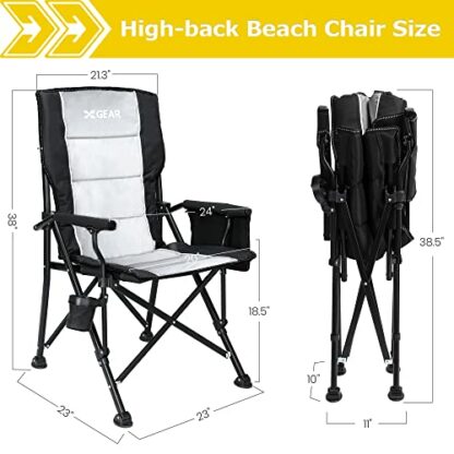 XGEAR Hard Arm Folding Camping Chair Portable Leisure Chair With Cup Holder&Storage Bag For Outdoor, Fishing, Festival, Picnic - Image 3