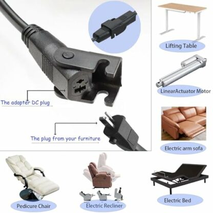 XHHLUO HWX Lift Chair or Power Recliner AC/DC Switching Power Supply Transformer 29V 2A with UK Power Wall Cord (29V2A POWER),black - Image 3