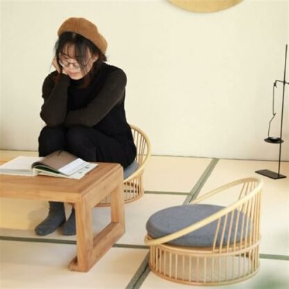 Floor Chair Legless Chair Lazy Chair, Bay Window Backrest Chair balcony Chairs，Bamboo Portable Lazy Sofa Game Meditation Floor Seating Floor Chairs with Back Support Meditation Chair - Image 4
