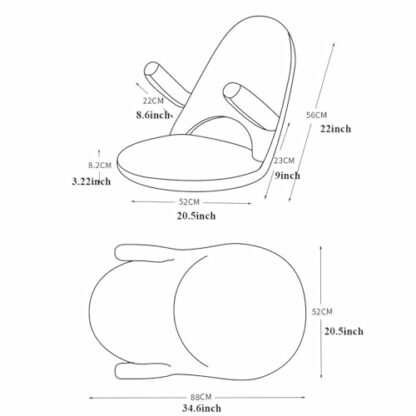 XOVP-023 Portable Floor Chair, Multi-function Tatami Chair, Foldable Lazy Sofa Nursing Chair Waist Protection Legless Floor Chair with Armrest and Adjustable Backrest, for Balcony, Bay Window, Bed - Image 4