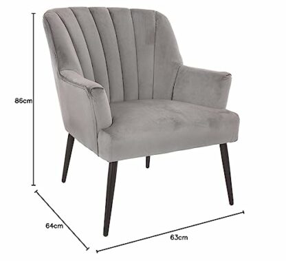XS-Stock Velvet Armchair, Textile, Light Grey, One Size - Image 4
