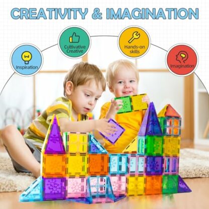 Xekel 120PCS Magnetic Building Blocks, Magnetic Tiles 3D Kids Toys Sets, Building Construction Educational STEM Toys for 3+ Year Old Boys and Girls Christmas Birthday Gifts 3 Xekel 120PCS Magnetic Building Blocks, Magnetic Tiles 3D Kids Toys Sets, Building Construction Educational STEM Toys for 3+ Year Old Boys and Girls Christmas Birthday Gifts - Image 3
