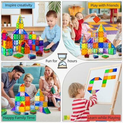 Xekel 120PCS Magnetic Building Blocks, Magnetic Tiles 3D Kids Toys Sets, Building Construction Educational STEM Toys for 3+ Year Old Boys and Girls Christmas Birthday Gifts 4 Xekel 120PCS Magnetic Building Blocks, Magnetic Tiles 3D Kids Toys Sets, Building Construction Educational STEM Toys for 3+ Year Old Boys and Girls Christmas Birthday Gifts - Image 4