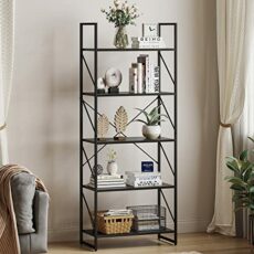 YITAHOME 5 Tiers Bookcase, Floor Standing Book Shelf, Wooden and Metal Frame Book Rack, Display Storage Rack Shelves Units for Living Room, Home Office