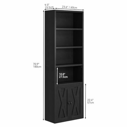 YITAHOME Bookcase, Floorstanding Bookshelves with Cupboard Industrial Shelves Storage Rack Wooden Cube Shelf Tall Storage Cabinet for Living Room, Study, Kitchen, Home Office 3 YITAHOME Bookcase, Floorstanding Bookshelves with Cupboard Industrial Shelves Storage Rack Wooden Cube Shelf Tall Storage Cabinet for Living Room, Study, Kitchen, Home Office - Image 3