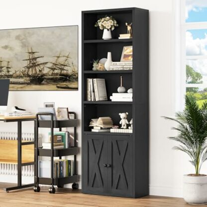 YITAHOME Bookcase, Floorstanding Bookshelves with Cupboard Industrial Shelves Storage Rack Wooden Cube Shelf Tall Storage Cabinet for Living Room, Study, Kitchen, Home Office 4 YITAHOME Bookcase, Floorstanding Bookshelves with Cupboard Industrial Shelves Storage Rack Wooden Cube Shelf Tall Storage Cabinet for Living Room, Study, Kitchen, Home Office - Image 4