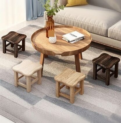 YJDZ Compact Solid Wood Stool - Versatile Square Bench For Living Room & Coffee Table - Image 3
