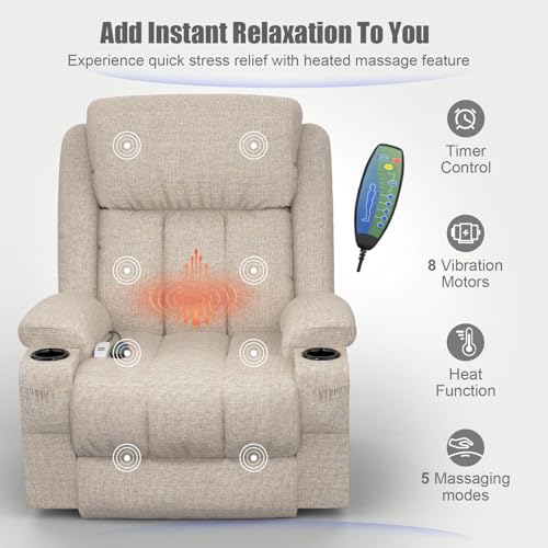 YONISEE Lift Chair Recliners for Elderly, Recliner Chair with Massage & Heat, Extended Footrest, Living Room Chair Armchair Lounge Oversized Sofa with Type C USB Port, 2 Drink Holders & 4 Side Pockets - Image 3