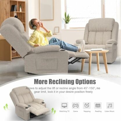 YONISEE Lift Chair Recliners for Elderly, Recliner Chair with Massage & Heat, Extended Footrest, Living Room Chair Armchair Lounge Oversized Sofa with Type C USB Port, 2 Drink Holders & 4 Side Pockets 4 YONISEE Lift Chair Recliners for Elderly, Recliner Chair with Massage & Heat, Extended Footrest, Living Room Chair Armchair Lounge Oversized Sofa with Type C USB Port, 2 Drink Holders & 4 Side Pockets - Image 4