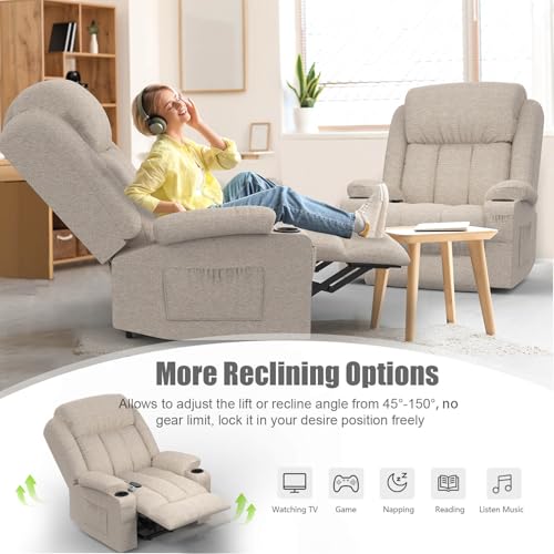 YONISEE Lift Chair Recliners for Elderly, Recliner Chair with Massage & Heat, Extended Footrest, Living Room Chair Armchair Lounge Oversized Sofa with Type C USB Port, 2 Drink Holders & 4 Side Pockets - Image 4