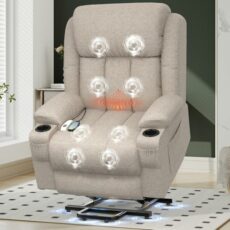 YONISEE Lift Chair Recliners for Elderly, Recliner Chair with Massage & Heat, Extended Footrest, Living Room Chair Armchair Lounge Oversized Sofa with Type C USB Port, 2 Drink Holders & 4 Side Pockets