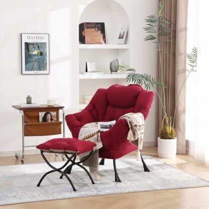 YOTATING Modern Lazy Chair with Ottoman, Accent Contemporary Lounge Chair Leisure Upholstered Sofa Chair - Image 3