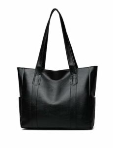 YXQSED Ladies Tote Womens Bags Shoulder Handbag Simple PU Leather Top Handle Handbags Work School Shopping Bags for Women with Zip and Inner Pocket(Black)