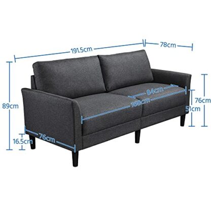 Yaheetech 2 Seater Sofa, 191cm, Modern Fabric Sofa Couch, Love Seat Sofa Settee, Sectional Sofa for Living Room, Office, Bedroom, Grey 4 Yaheetech 2 Seater Sofa, 191cm, Modern Fabric Sofa Couch, Love Seat Sofa Settee, Sectional Sofa for Living Room, Office, Bedroom, Grey - Image 4