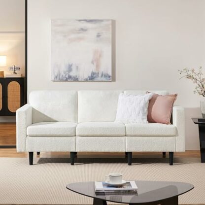 Yaheetech 3 Seater Sofa, Modern Fabric Sofa Couch, Upholstered Sofa Settee, Sectional Sofa for Living Room, Guest Room, Bedroom - Image 3