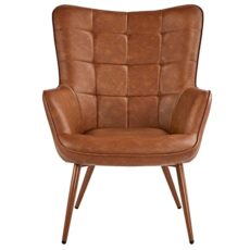 Yaheetech Accent Chair Faux Leather Modern Armchair High Back Room Chairs …