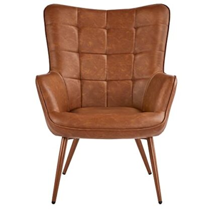 Yaheetech Accent Chair Faux Leather Modern Armchair High Back Room Chairs … - Image 2