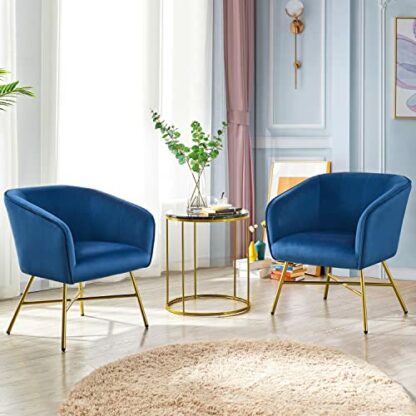 Yaheetech Accent Chair, Modern Armchair with Sturdy Golden Legs, Soft Velvet Comfy Tub Chair for Living Room Bedroom,2pcs - Image 2