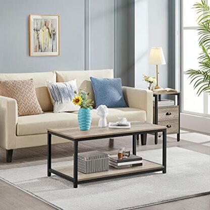 Yaheetech Coffee Table Industrial Side Table Living Room Table with Metal Frame for Home Office - Image 3