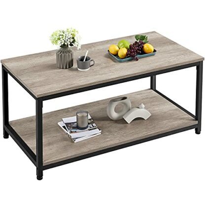 Yaheetech Coffee Table Industrial Side Table Living Room Table with Metal Frame for Home Office - Image 2