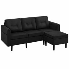 Yaheetech Fabric Sectional Sofa with Ottoman L-shaped Sofa Couch Reversible 3-Seater Chaise Lounge Living Room Home
